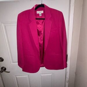 Vintage 90s Career Essentials Hot Pink Wool Blazer Size 8 Jacket Barbiecor